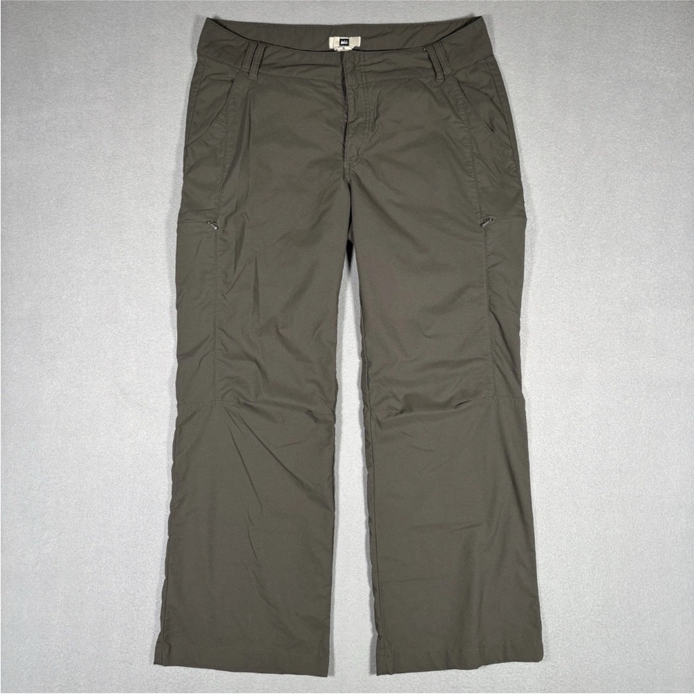 REI Pants Womens 6 Olive Green UPF 50+ Nylon Stretch Hiking Travel Outdoor Camp